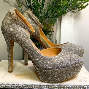 Jessica Simpson Ormanda Embellished Platform Pumps Sz 7 Wedding-Bridal-Party